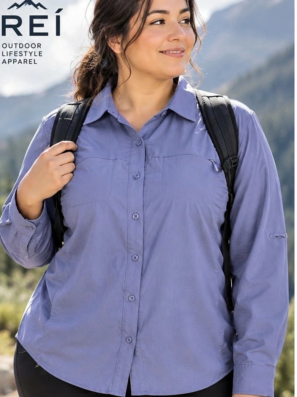 REI Women's Button Down Shirt in Purple Size 2X Like New